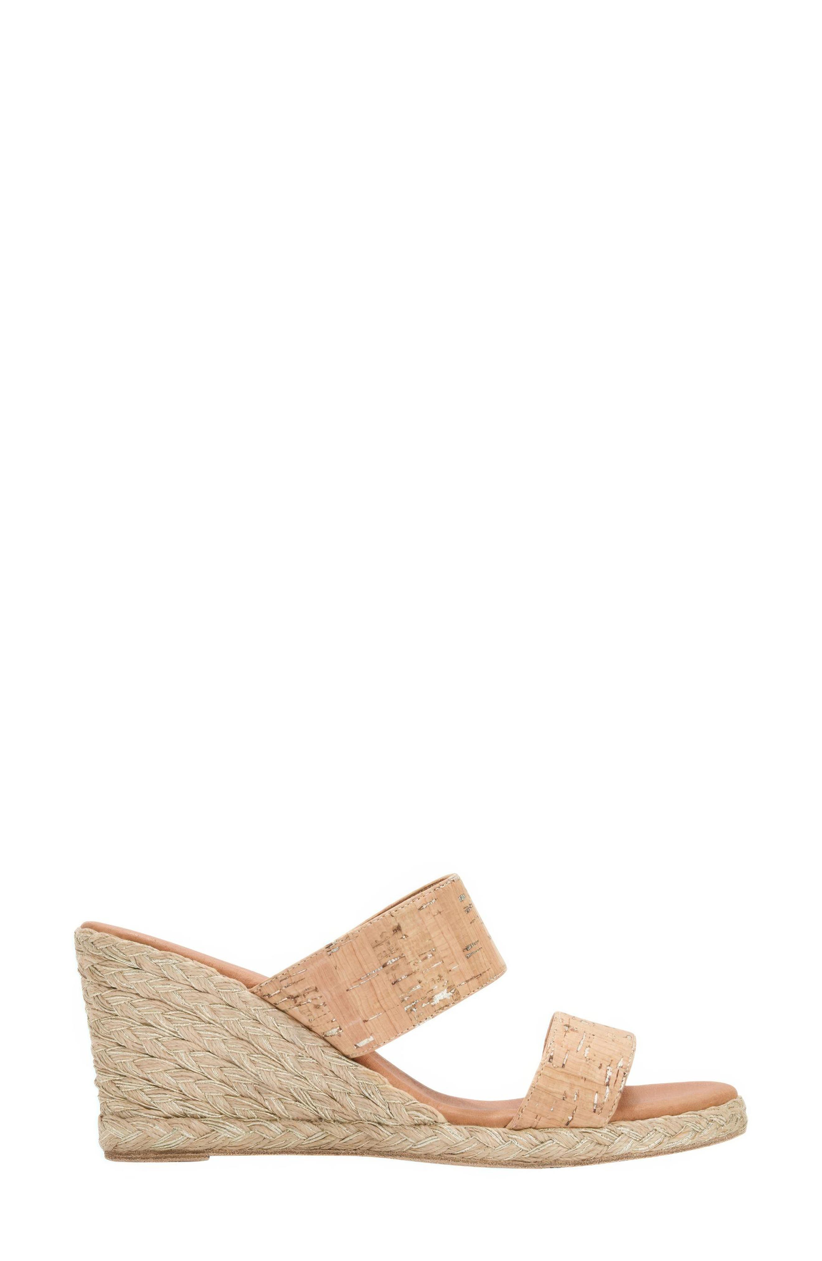 André Assous Nolita Cork Espadrille Platform Wedge Slide Sandal, Alternate, color, Natural