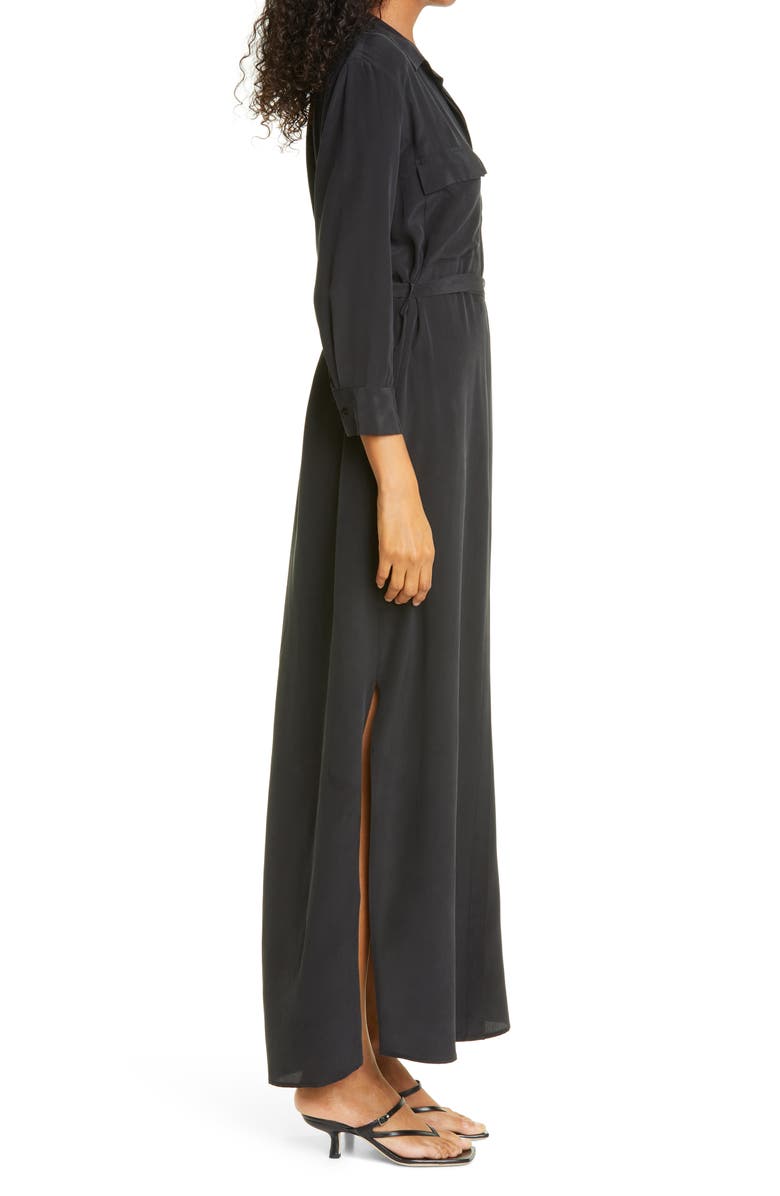 L'AGENCE Cameron Silk Shirtdress, Alternate, color, Black