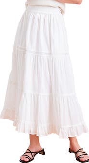 Paneros Clothing Colette Lace Inset Tiered Midi Skirt