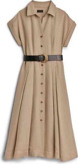 【Donna Karan New York】Linen-Blend Belted Shirtdress Linen Midi Shirt Dress | Shirt Dress | Donna Karan