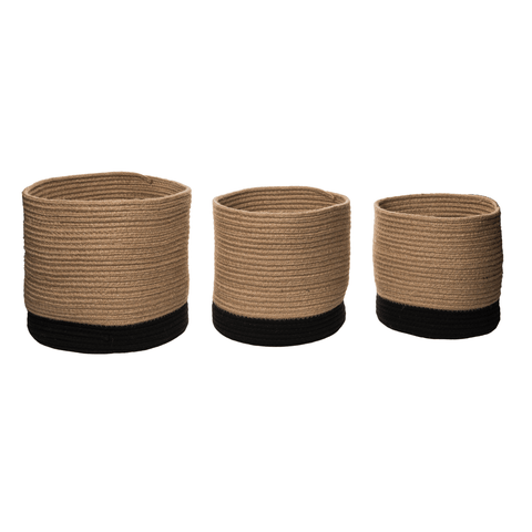 Natural Fiber Brown Wound String Baskets,