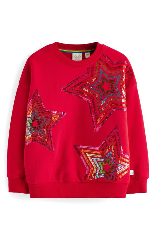 Shop Little Bird Kids' Star Sequin Graphic Sweatshirt In Red