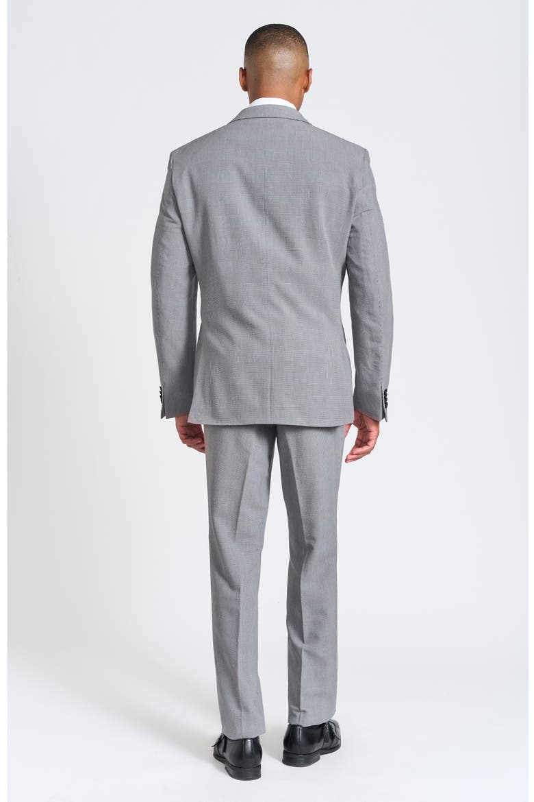 Gray Glenplaid Print Trim-Fit Suit, Alternate, color, BLACK