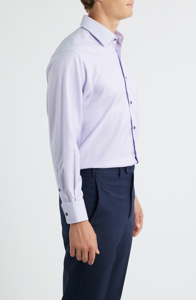 David Donahue Regular Fit Micro Dobby Dress Shirt, Alternate, color, Berry