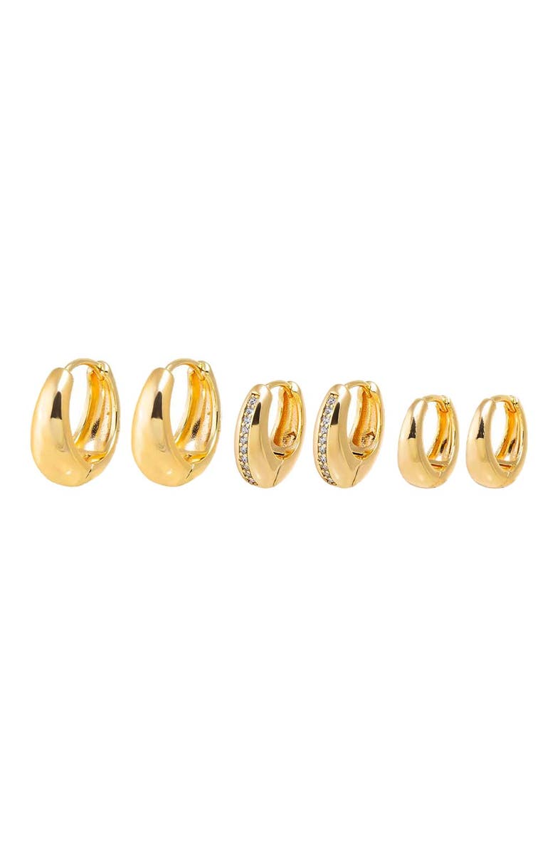 BY ADINA EDEN Solid/Pave Graduated Huggie Earring Combo Set, Main, color, 