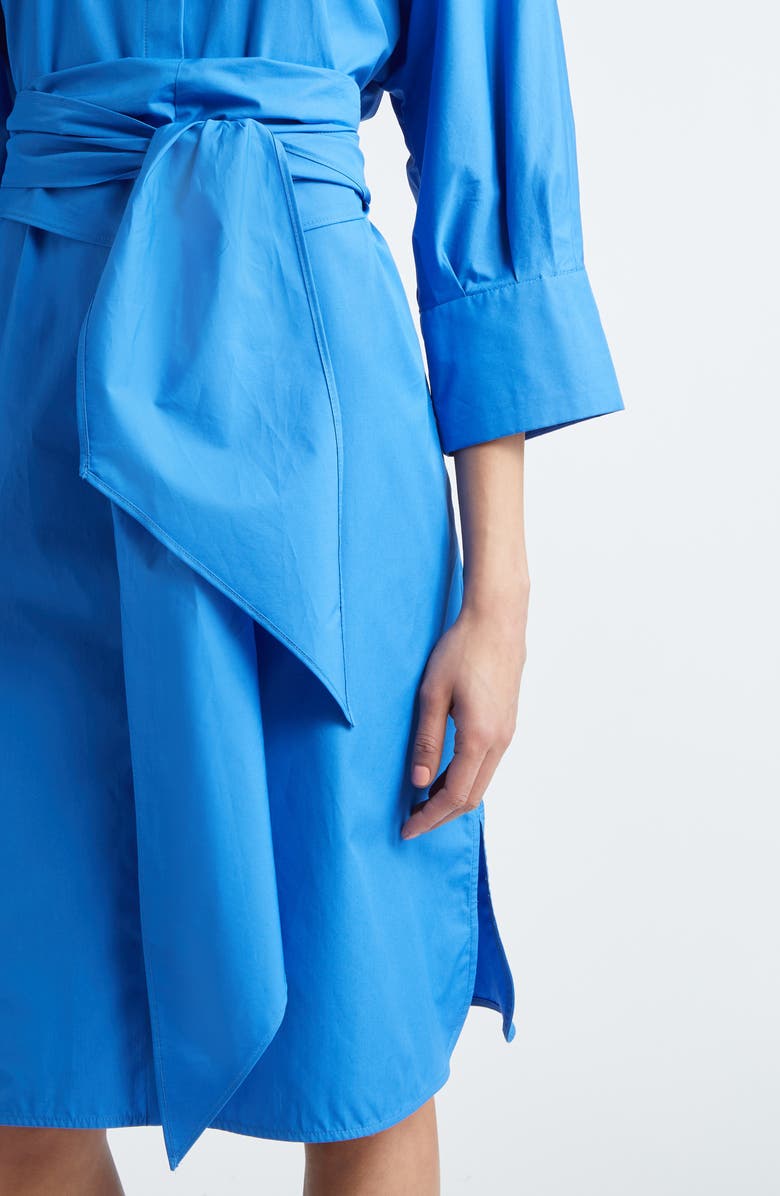 Max Mara Tabata Belted Cotton Shirtdress, Alternate, color, Cornflower Blue