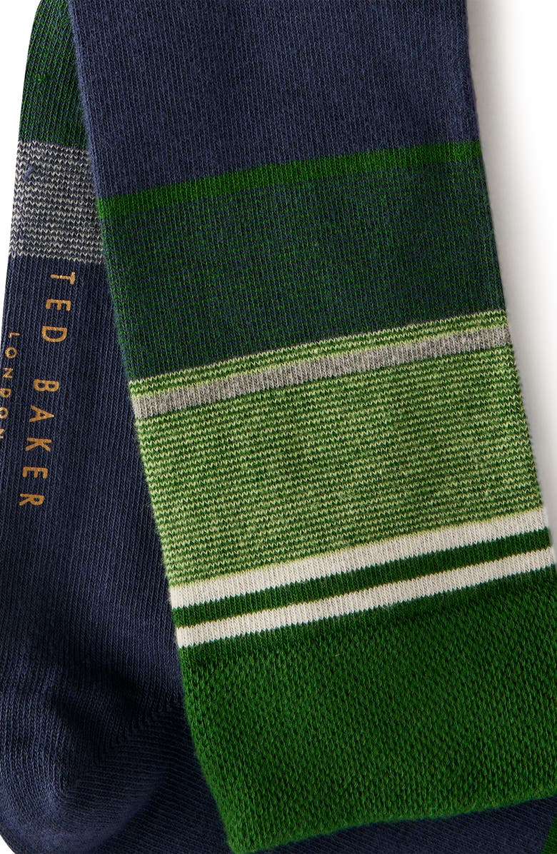 Ted Baker London Sokkfor Stripe Organic Cotton Blend Dress Socks, Alternate, color,