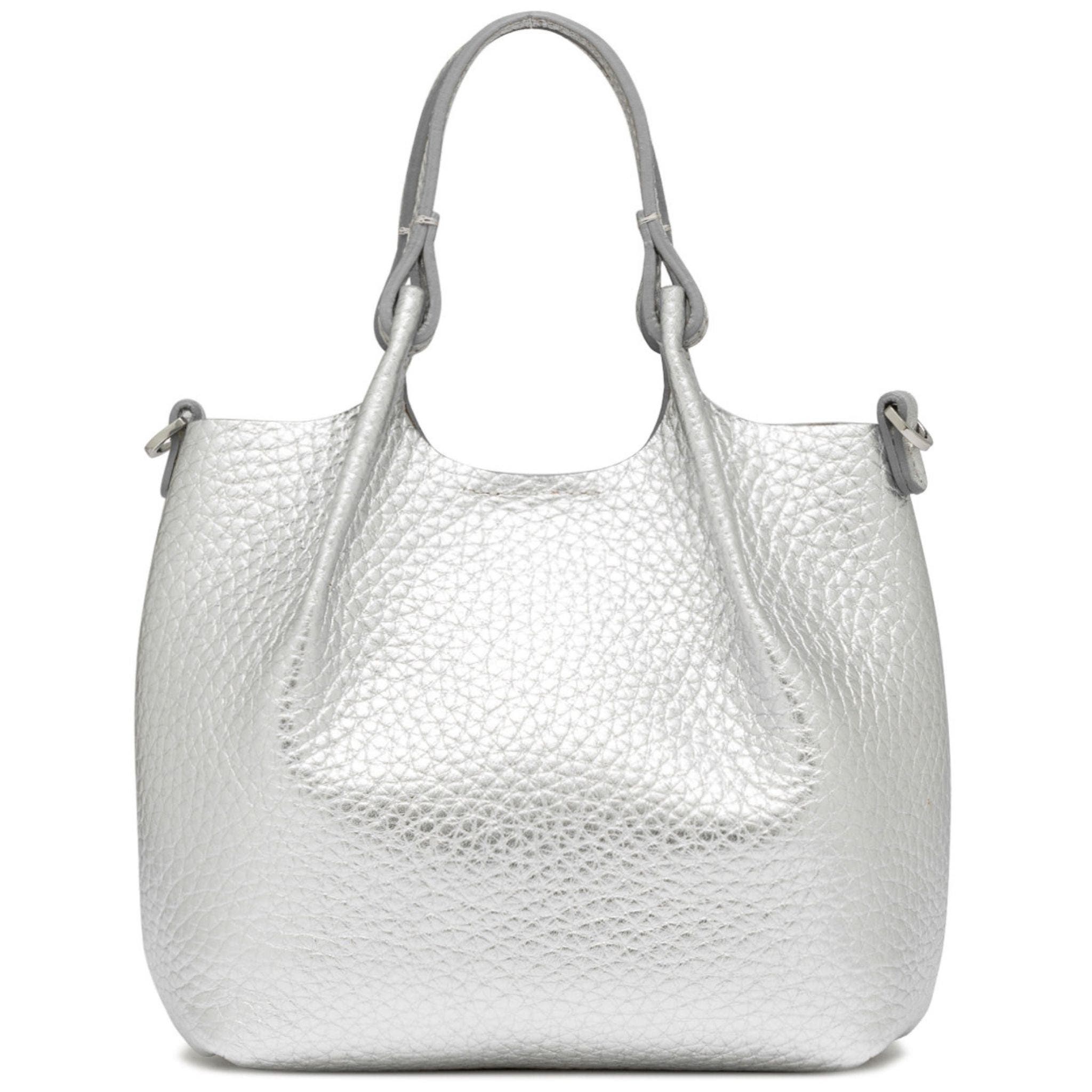 Dua Leather Mini Hobo Bag, Alternate, color, silver