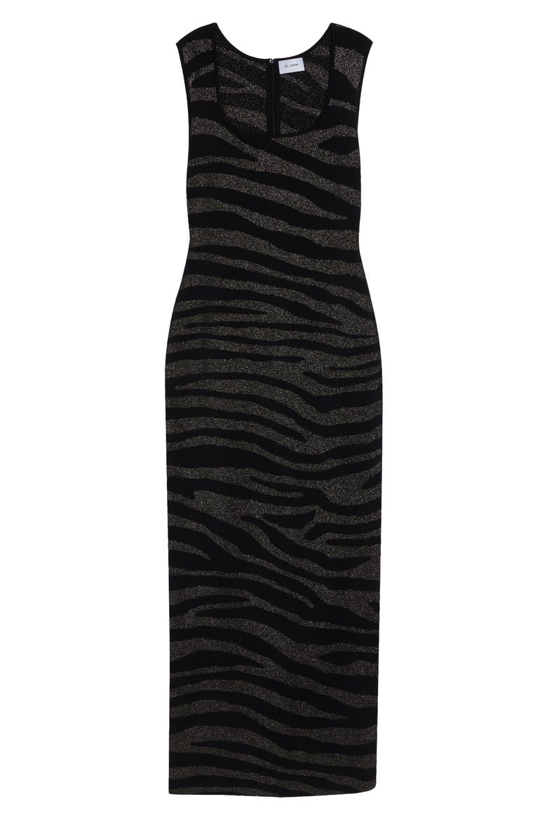 Lynn Metallic Zebra Jacquard Sweater Dress, Alternate, color, BLACK/ GOLD METALLIC