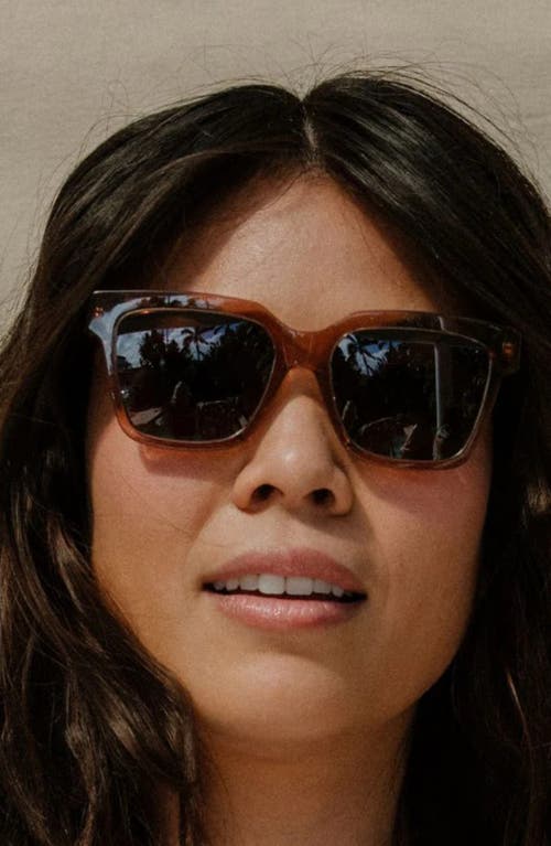 Mohala Eyewear Hana 55mm Low Bridge Wide Width Polarized Square Sunglasses In Brown