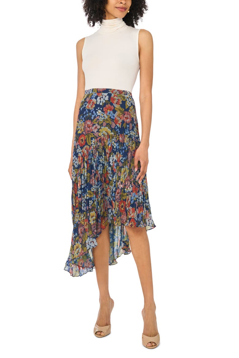 Floral Asymmetric Ruffle Skirt, Alternate, color, CLASSIC NAVY