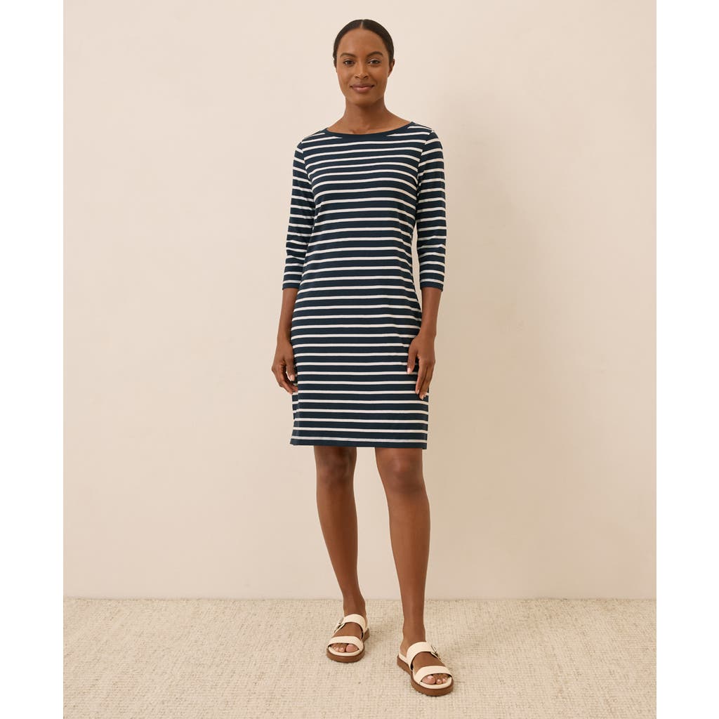 Pact Organic Cotton Softspun Boat Neck Dress In Blue