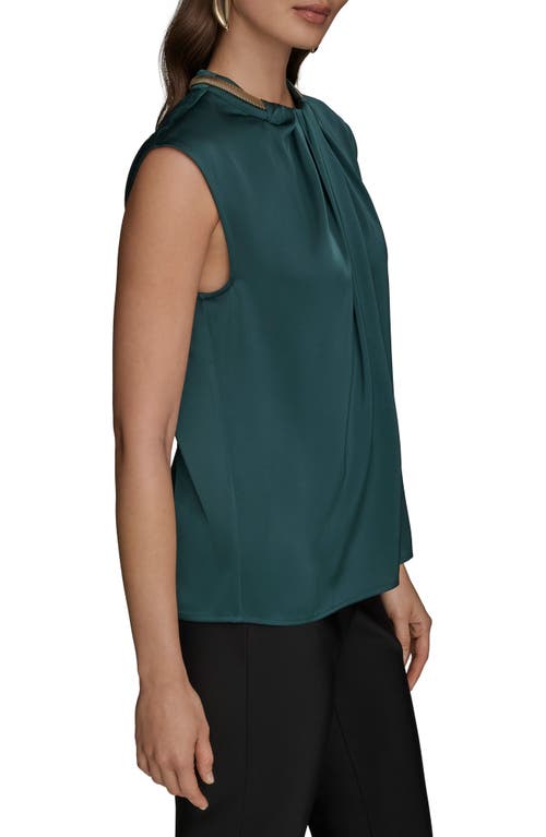 Donna Karan New York Twist Neck Hardware Sleeveless Top In Gold