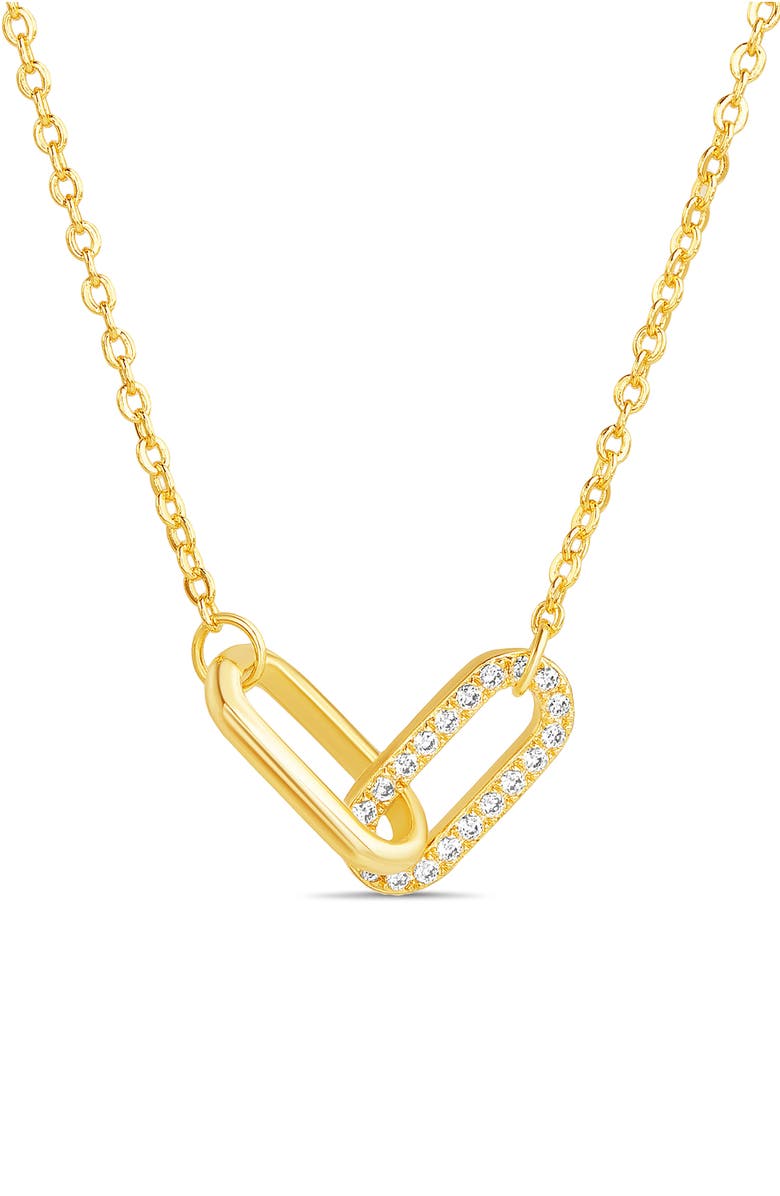 Paige Harper Cubic Zirconia Double Oval Link Pendant Necklace, Main, color, 