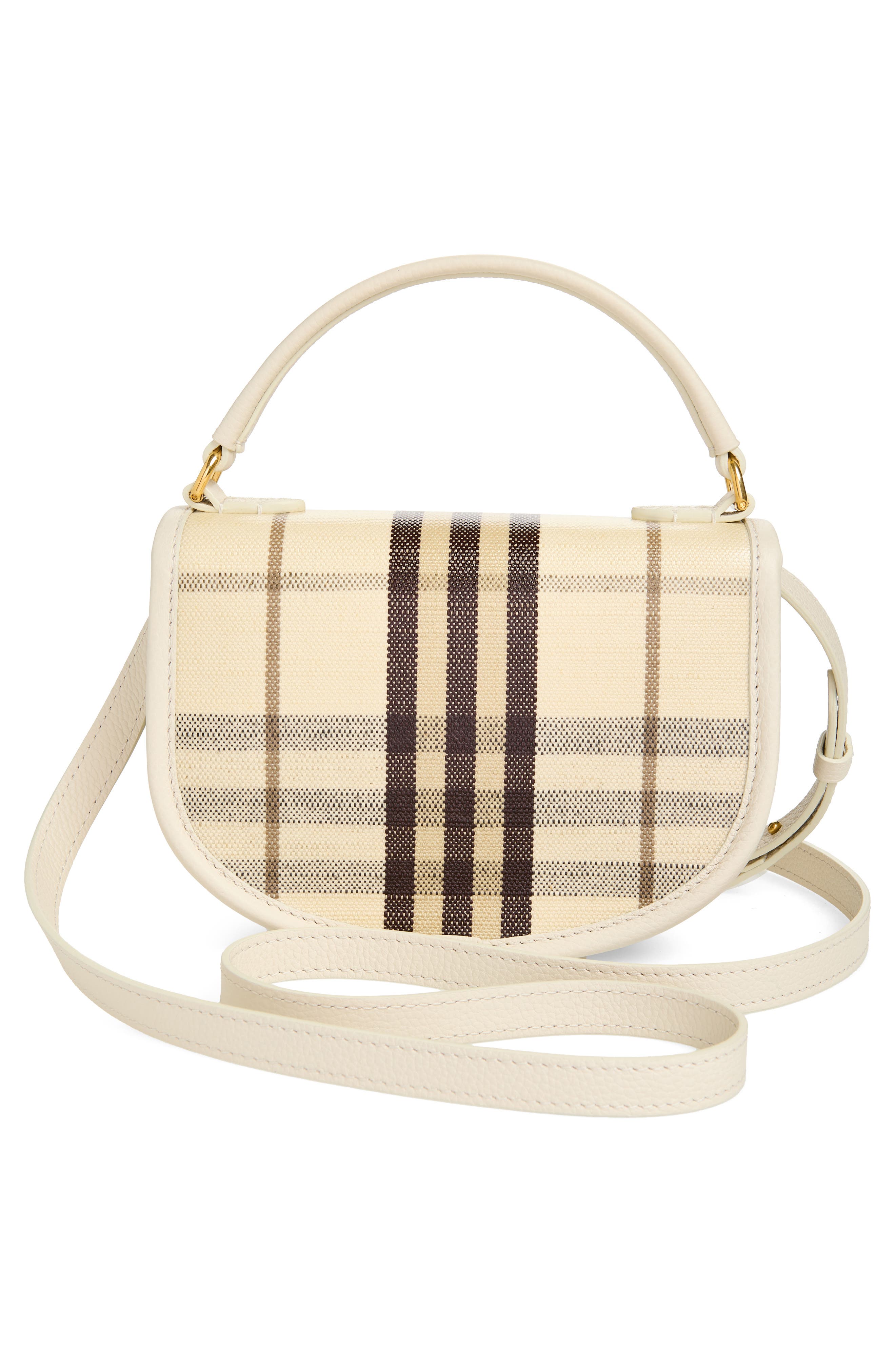 Burberry Mini Highlands Coated Canvas Handbag, Alternate, color, Light Beige