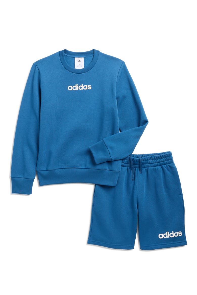 Kids' Fleece Sweatshirt & Shorts Set, Main, color, DUSKY PETROL