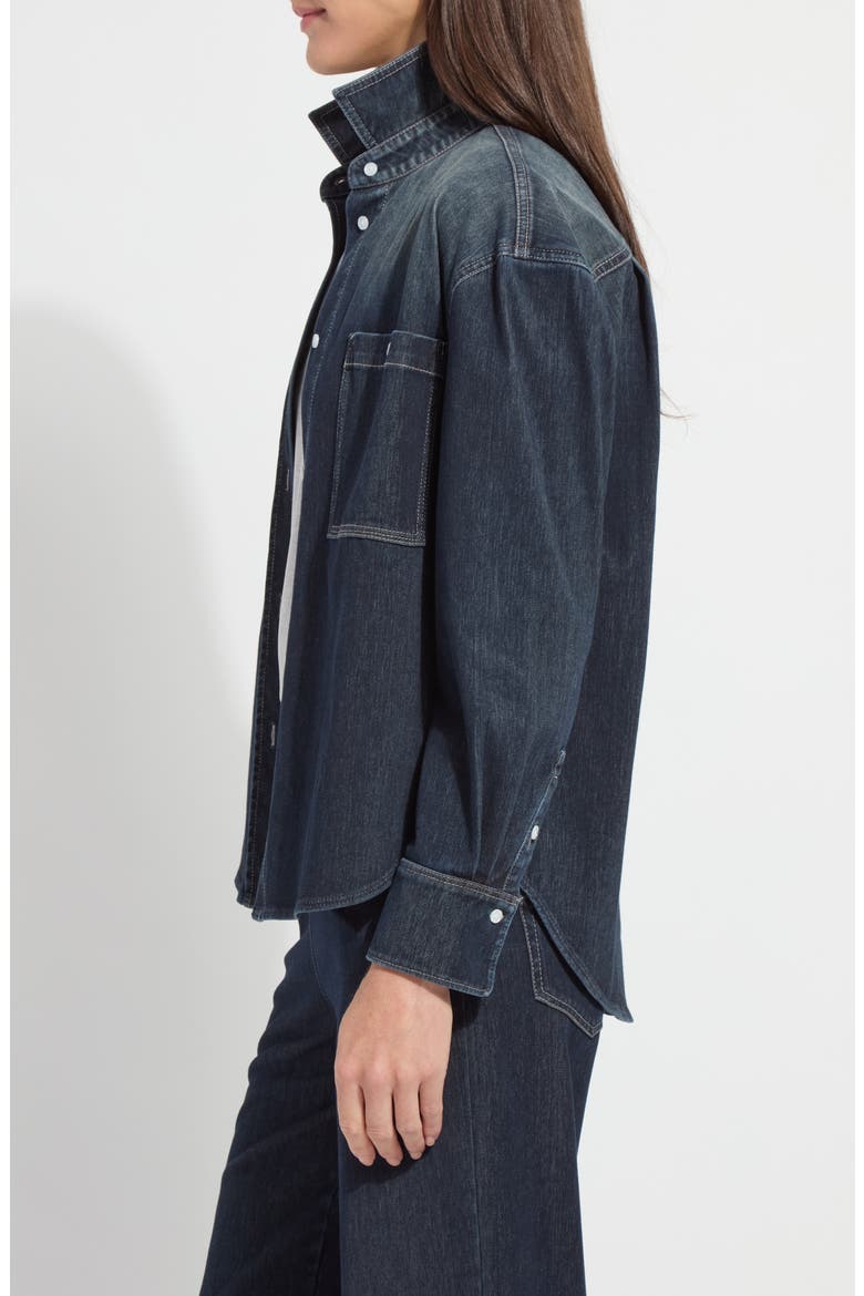 Cassidy Denim Shacket, Alternate, color, INDIGO