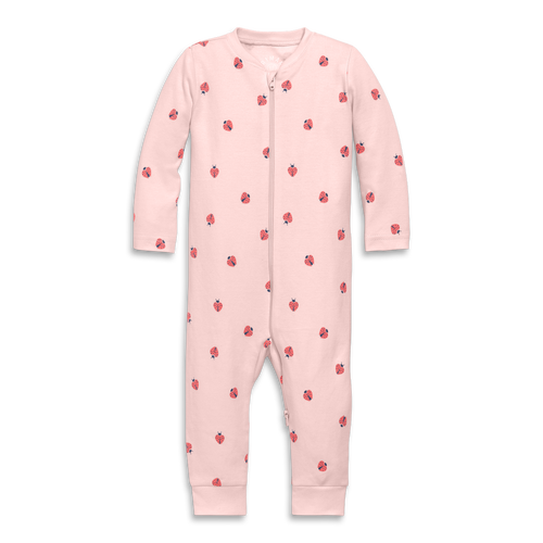 Primary Baby Organic Zip Romper In Baby Bugs In Light Blossom Ladybugs