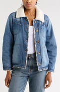 CITY BLUES Reversible Faux Shearling Collar Denim Jacket