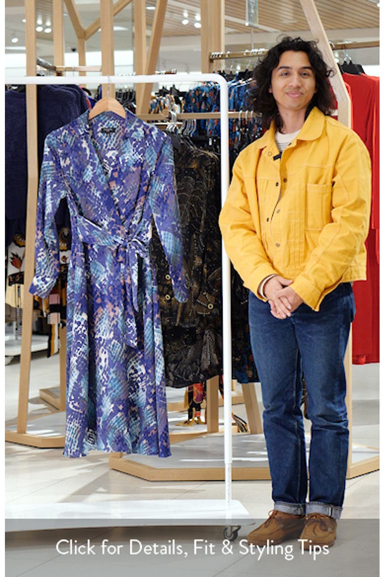 Long Sleeve Hammered Satin Wrap Front Shirtdress video