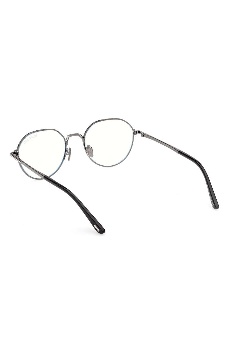TOM FORD 51mm Round Optical Glasses, Alternate, color, Dark Gunmetal / Palladium