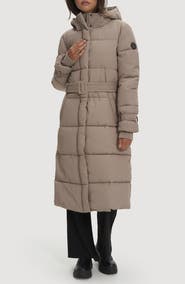 Noize Mara Belted Maxi Puffer Coat with Removable Hood
