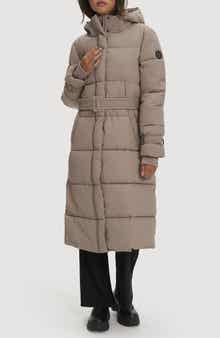 Noize Mara Belted Maxi Puffer Coat with Removable Hood