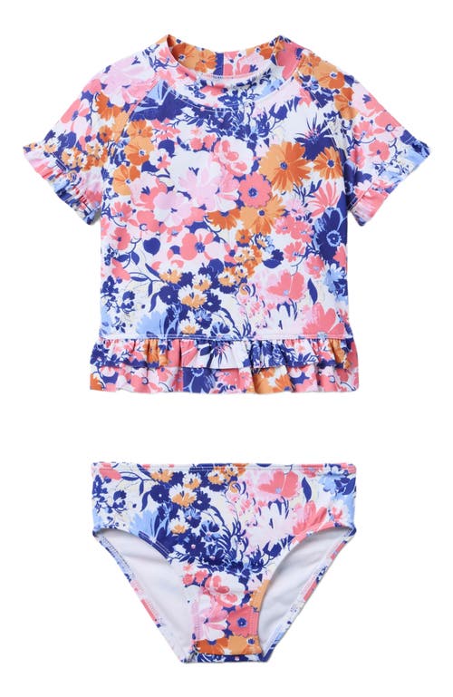 Janie And Jack Girls Short Sleeve Floral Rashguard Swim In Multi
