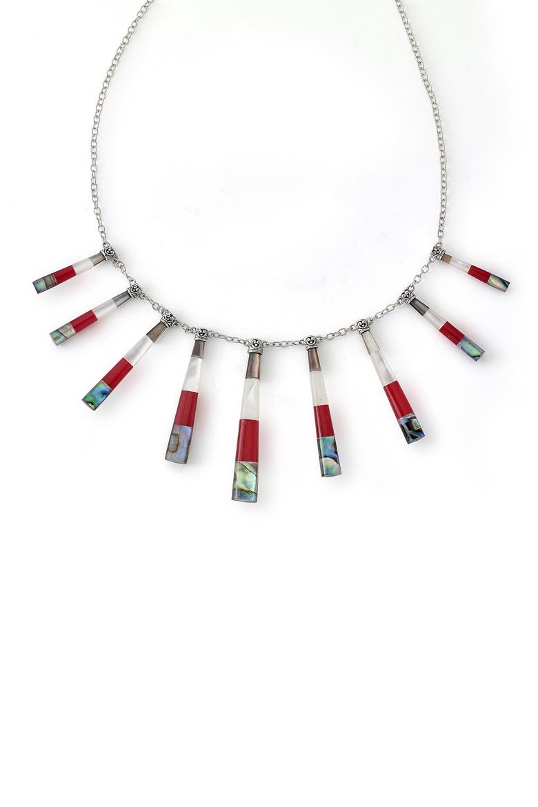 Jewels of the Sea Sterling Silver Frontal Necklace, Main, color, RED
