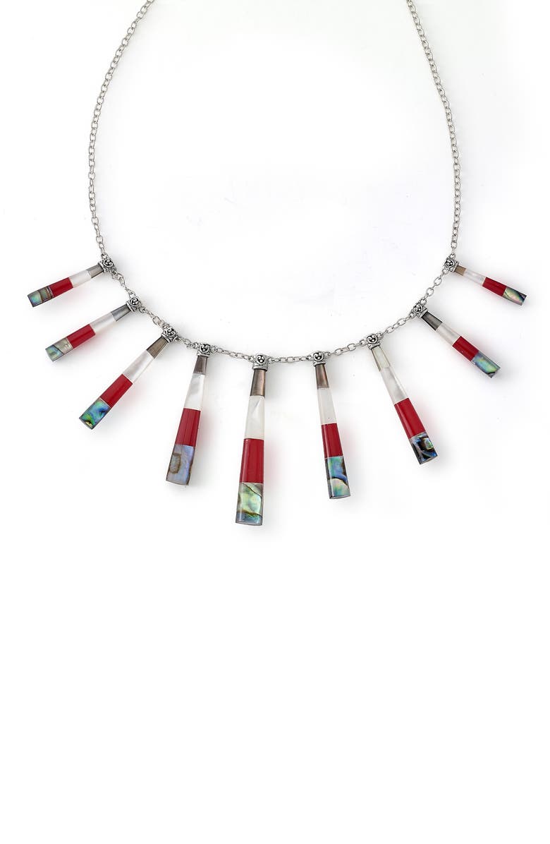 SAMUEL B. Jewels of the Sea Sterling Silver Frontal Necklace, Main, color, Red