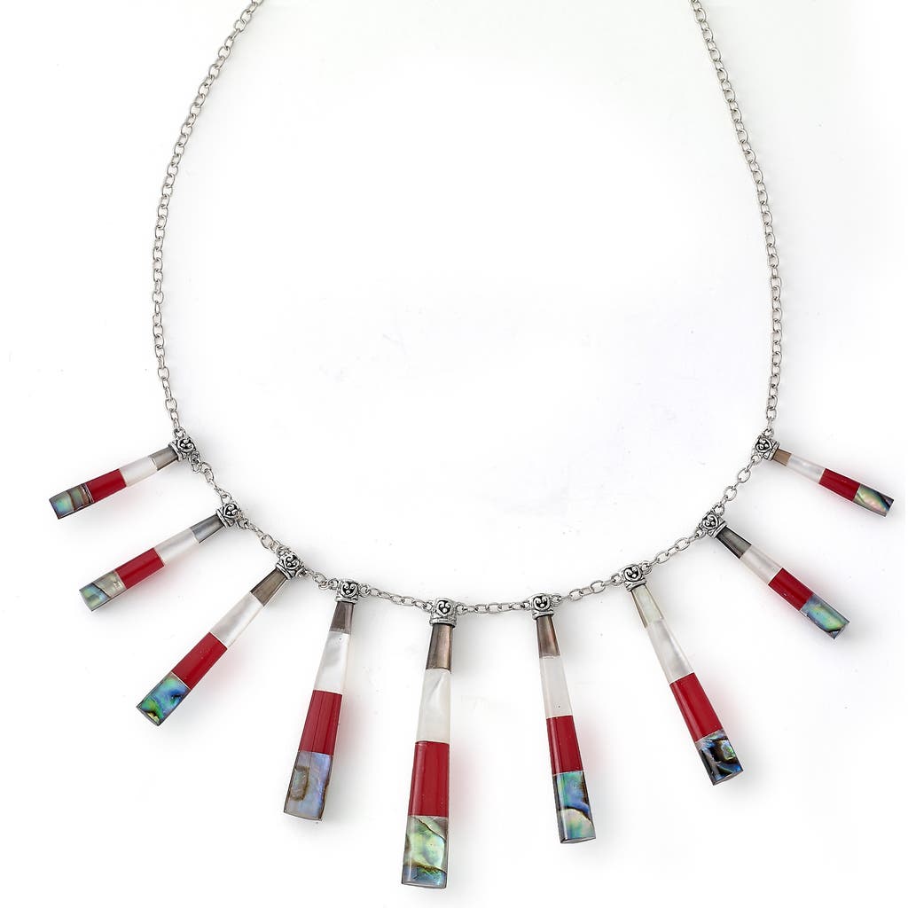 Samuel B. Jewels Of The Sea Sterling Silver Frontal Necklace In Red