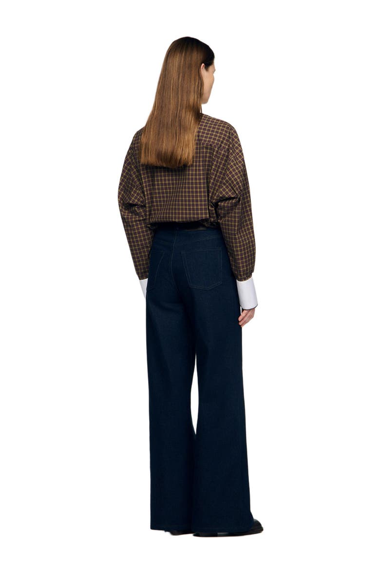Wide-leg raw jeans, Alternate, color, Blue jean