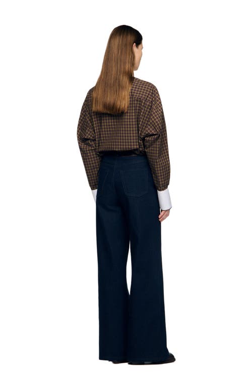 Sandro Wide-leg Raw Jeans In Blue