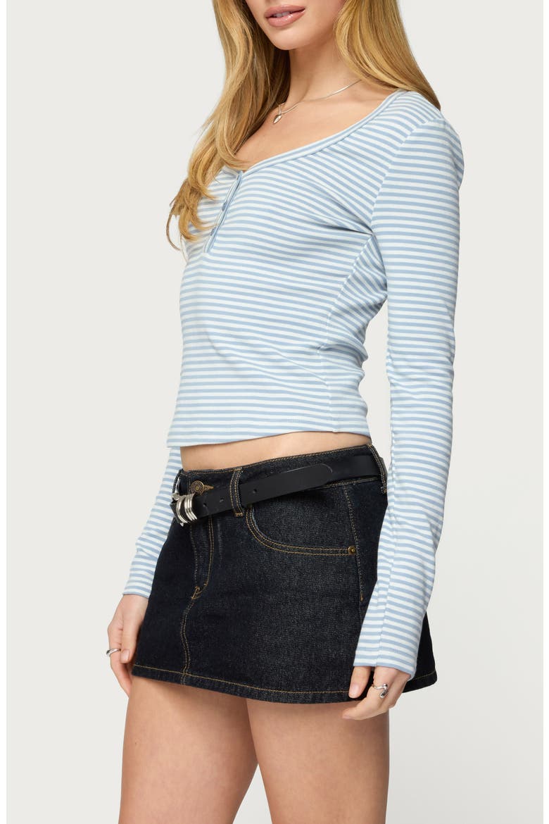 Jocelyn Stripe Stretch Cotton Top, Alternate, color, BLUE-AND-WHITE