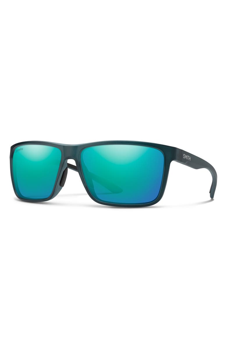 Smith Riptide 61mm ChromaPop<sup>™</sup> Polarized Sport Square Sunglasses, Alternate, color, Pacific Crystal / Glass Opal