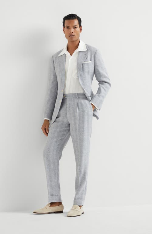 Brunello Cucinelli Wool And Cotton Trousers With Cuffs In Light Grey