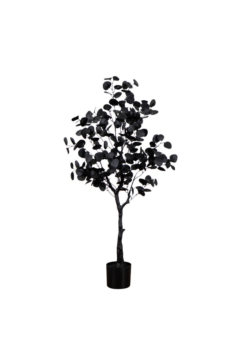 NEARLY NATURAL 4-ft Artificial Halloween Black Eucalyptus Tree, Main, color, Black