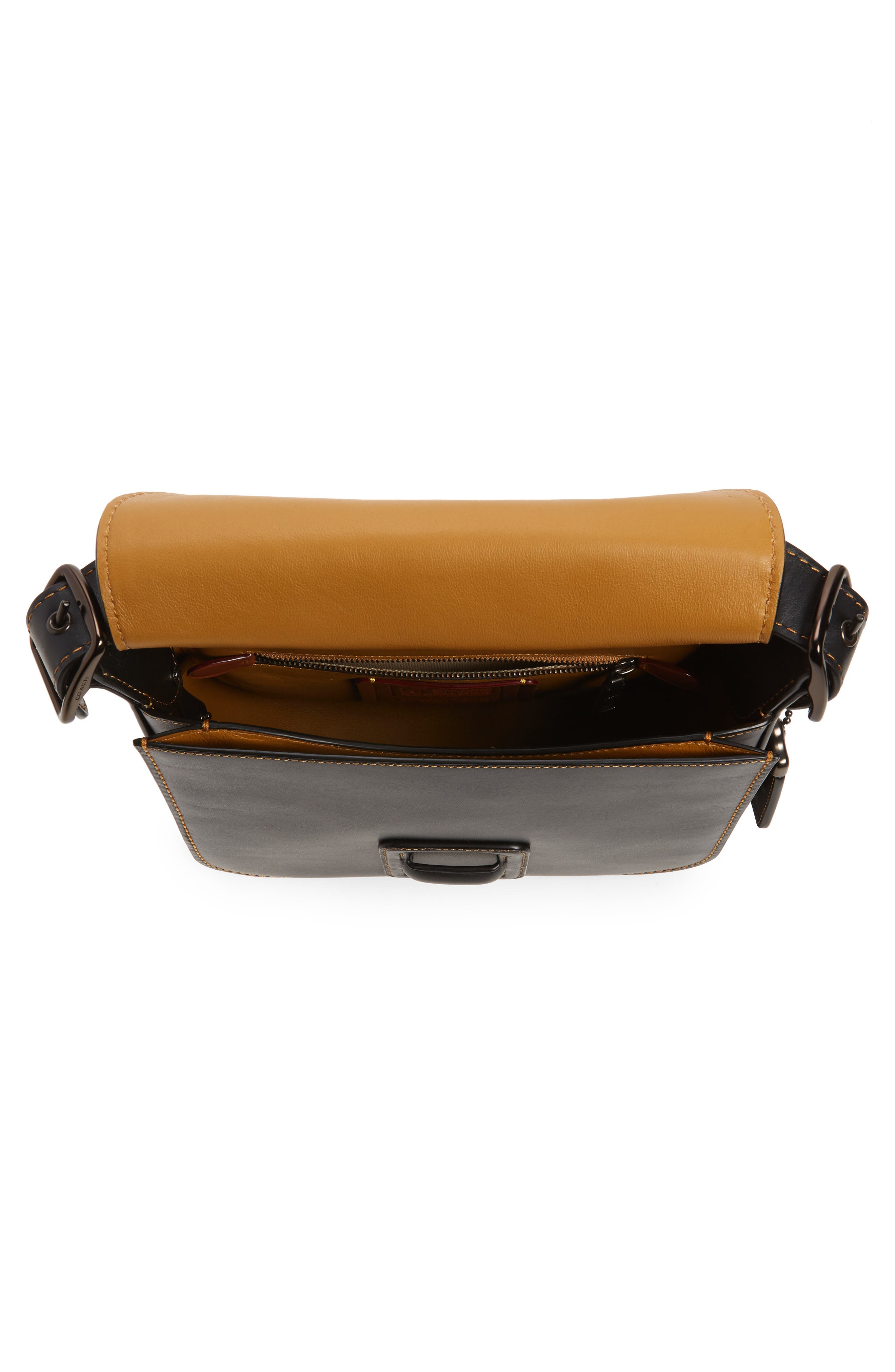 Courier Leather Convertible Bag, Alternate, color, BLACK