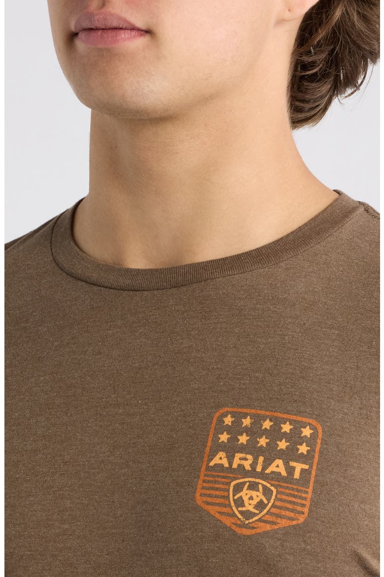 Striped Patriotic Badge Graphic T-Shirt, Alternate, color, BROWN HEATHER