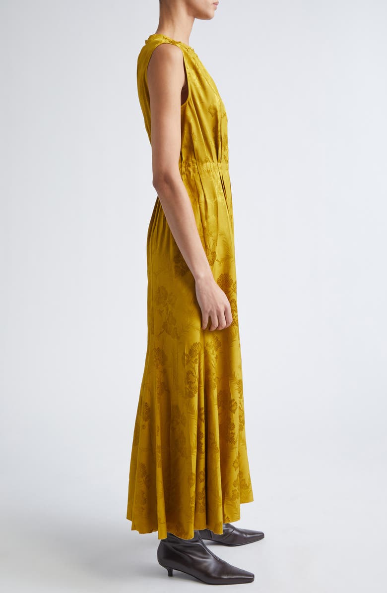 Etro Leafy Jacquard Sleeveless Midi Dress, Alternate, color, Senape