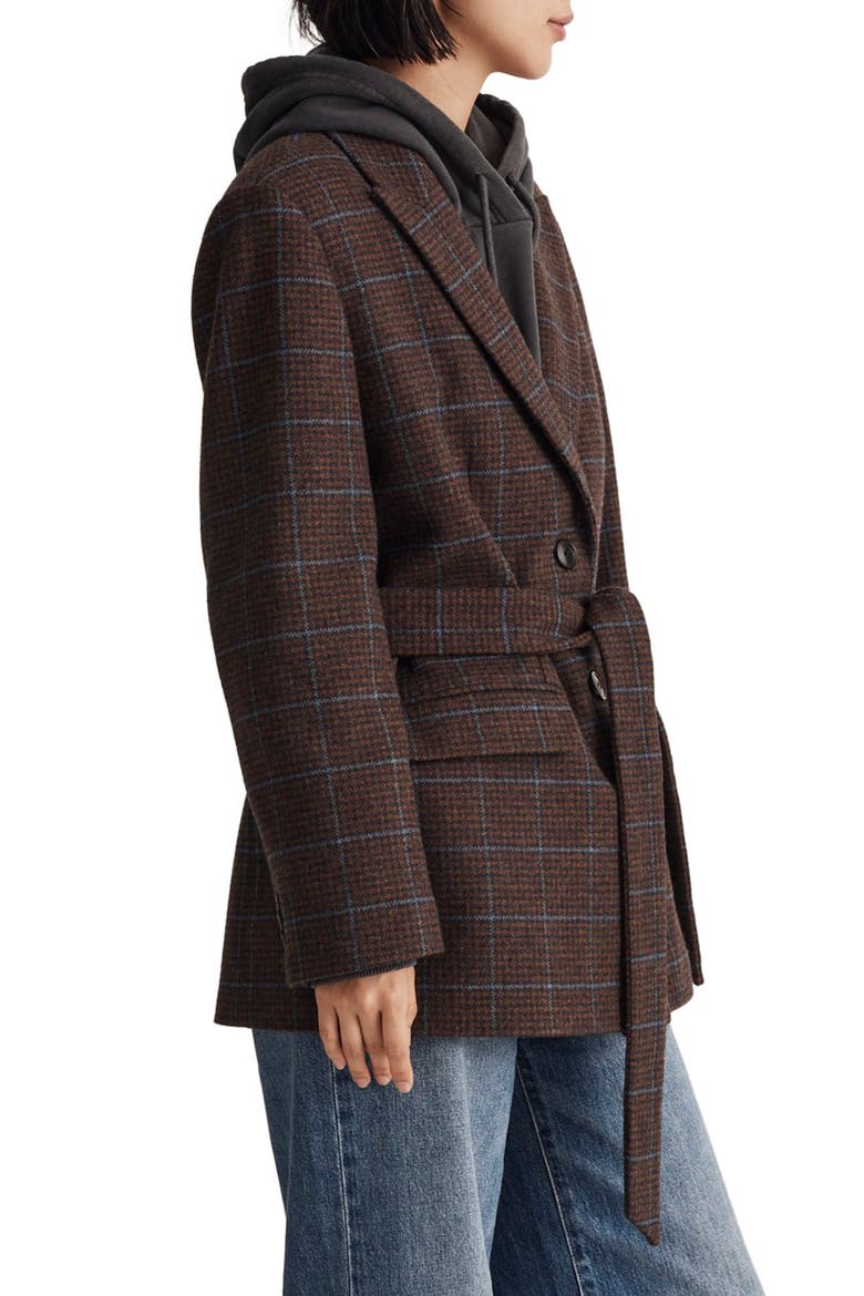 The Bedford Plaid Oversize Belted Wool Blend Blazer, Alternate, color, MELISSA HOUNDSTOOTH PLAID