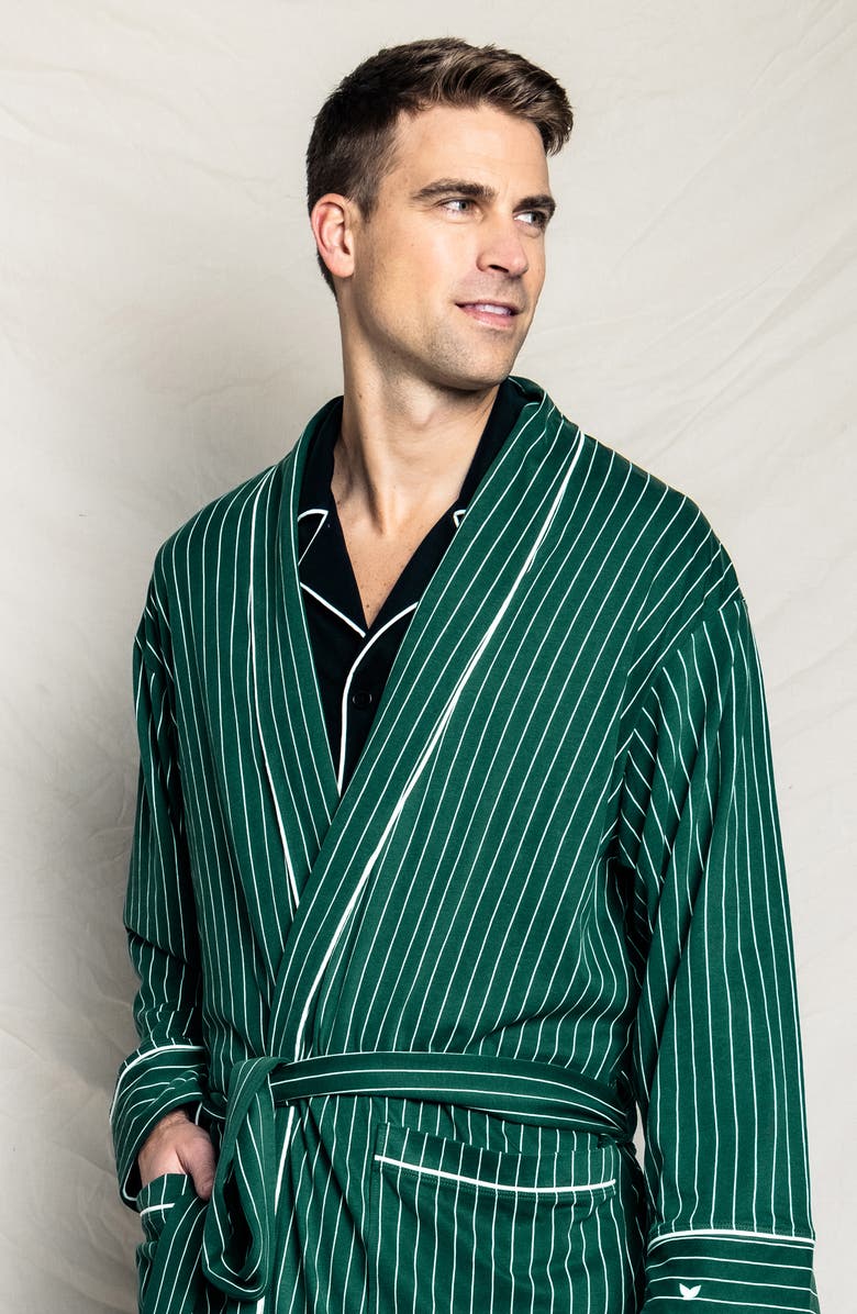 Petite Plume Luxe Stripe Pima Cotton Robe, Alternate, color, 