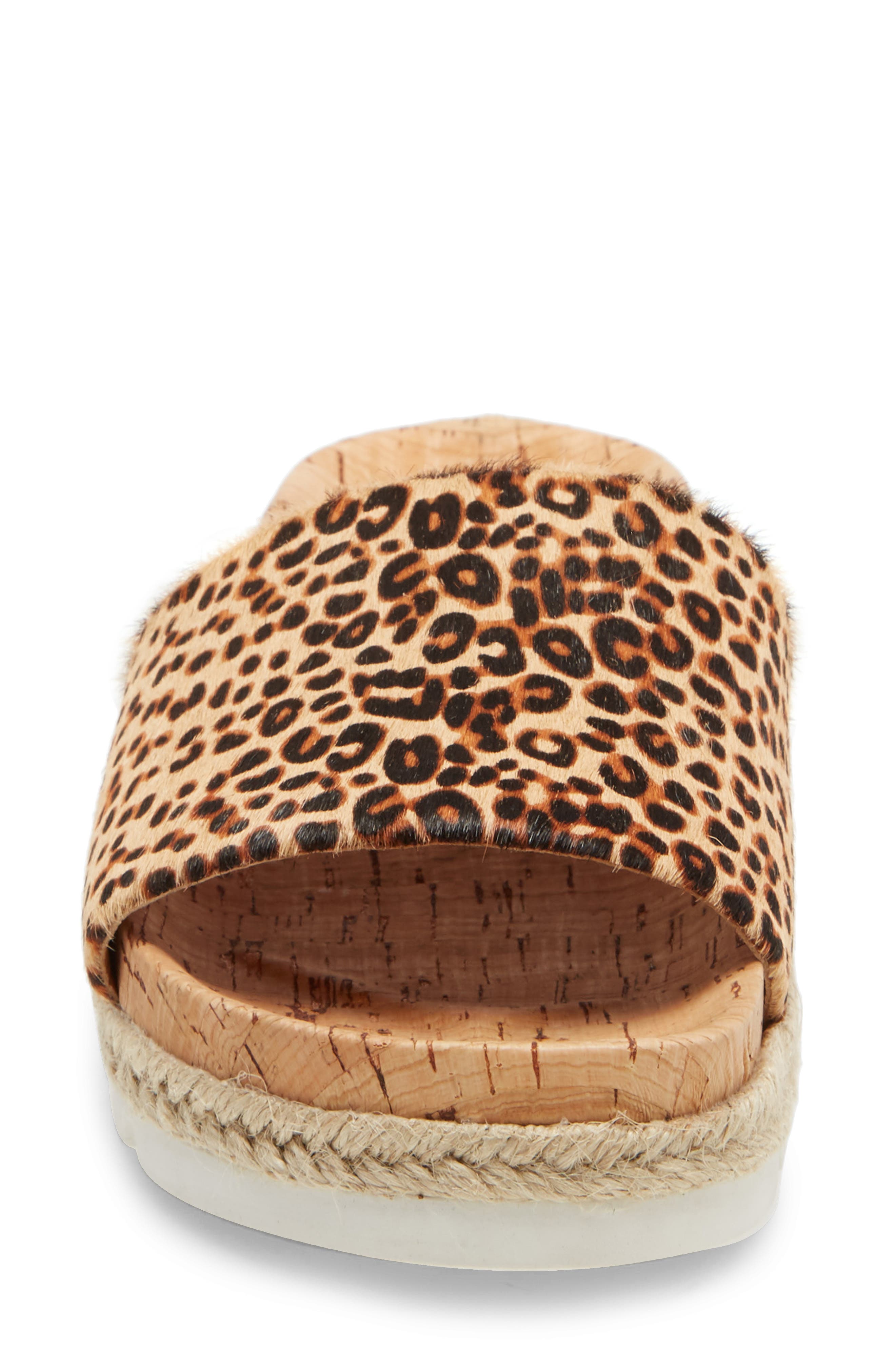 Genuine Calf Hair Espadrille Slide Sandal, Alternate, color, LEOPARD PRINT CALF HAIR