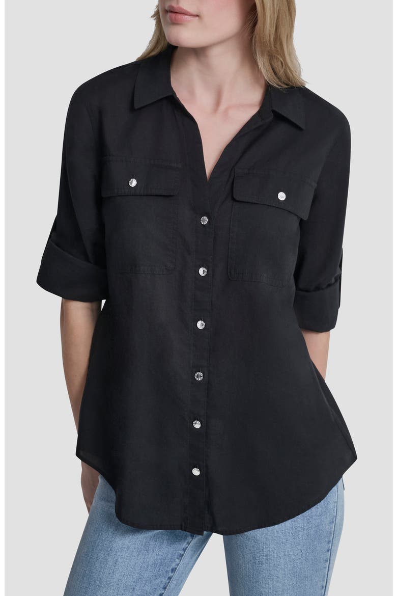 Roll Tab Shirt, Main, color, BLACK