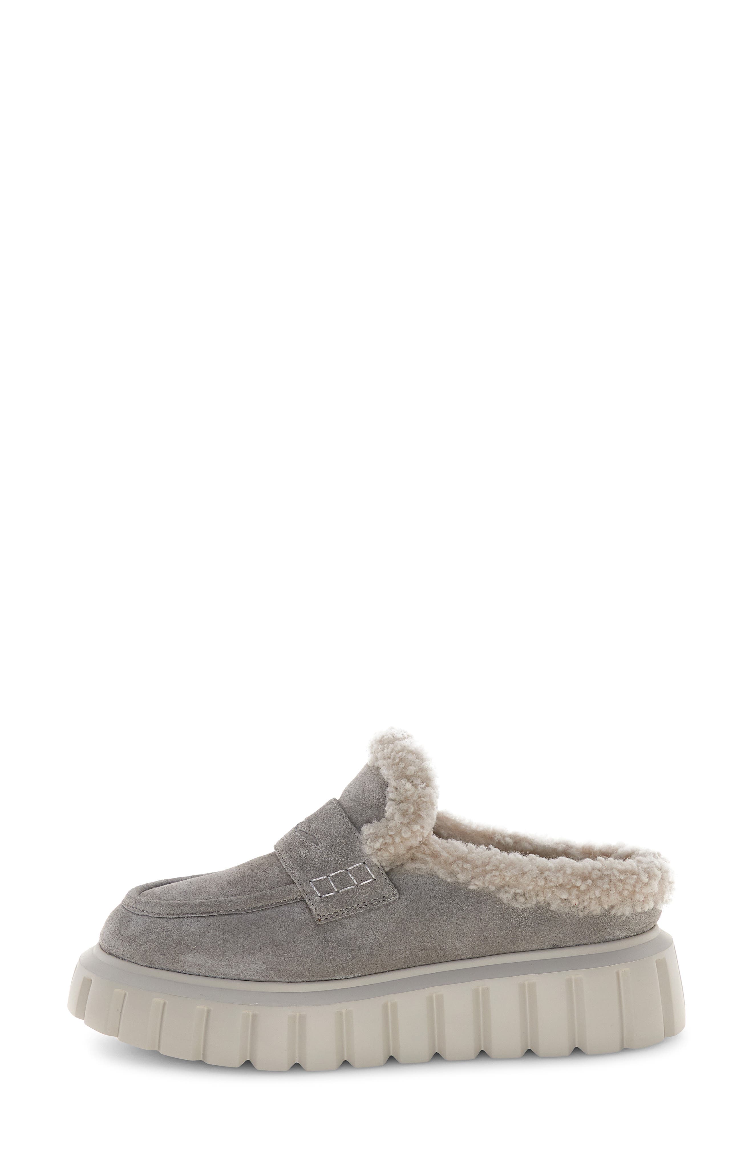 Voile Blanche Grenelle Genuine Shearling Platform Mule, Alternate, color, Pebble Grey