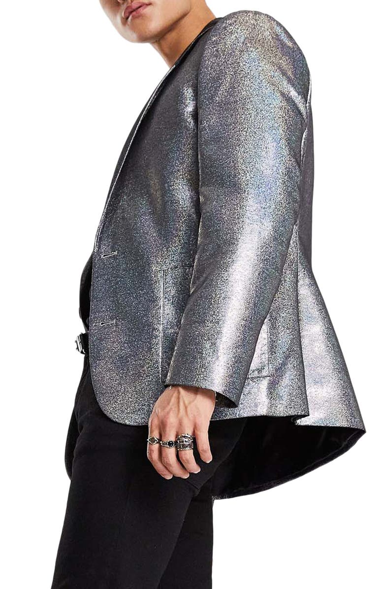 ASOS DESIGN Slim Shimmer Blazer, Alternate, color, 