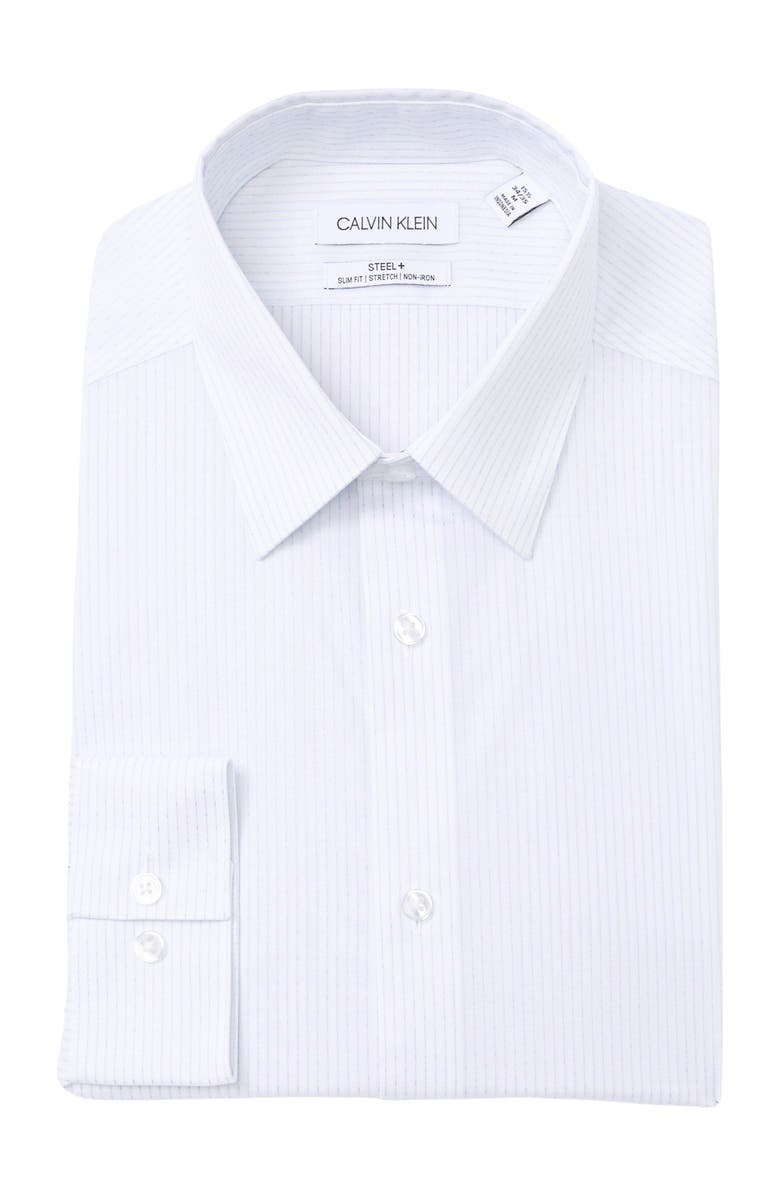 Calvin Klein Steel+ Slim Fit Non-Iron Stretch Dress Shirt, Main, color,