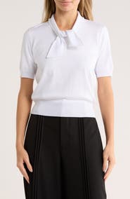 BY DESIGN Harmony Short Sleeve Tie Front Sweater