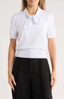 BY DESIGN Harmony Short Sleeve Tie Front Sweater