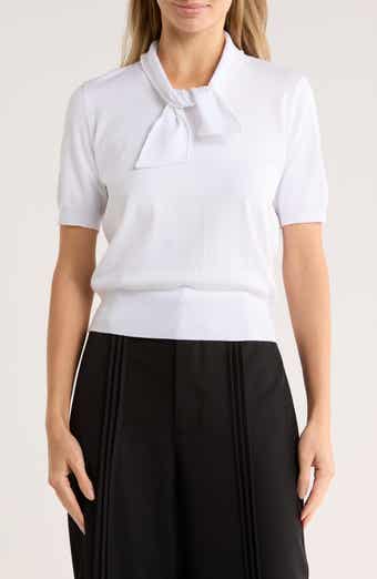 BY DESIGN Harmony Short Sleeve Tie Front Sweater